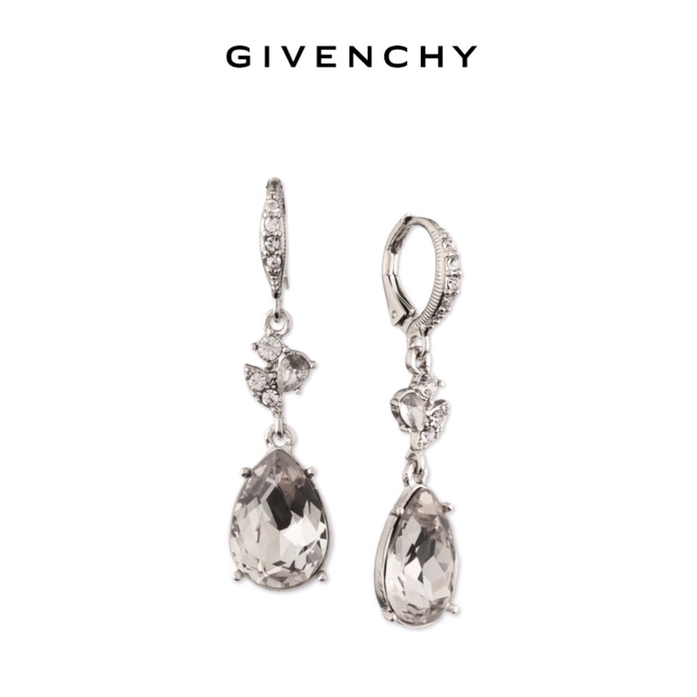 Givenchy Crystal Silver-Tone Teardrop Earrings - NWT